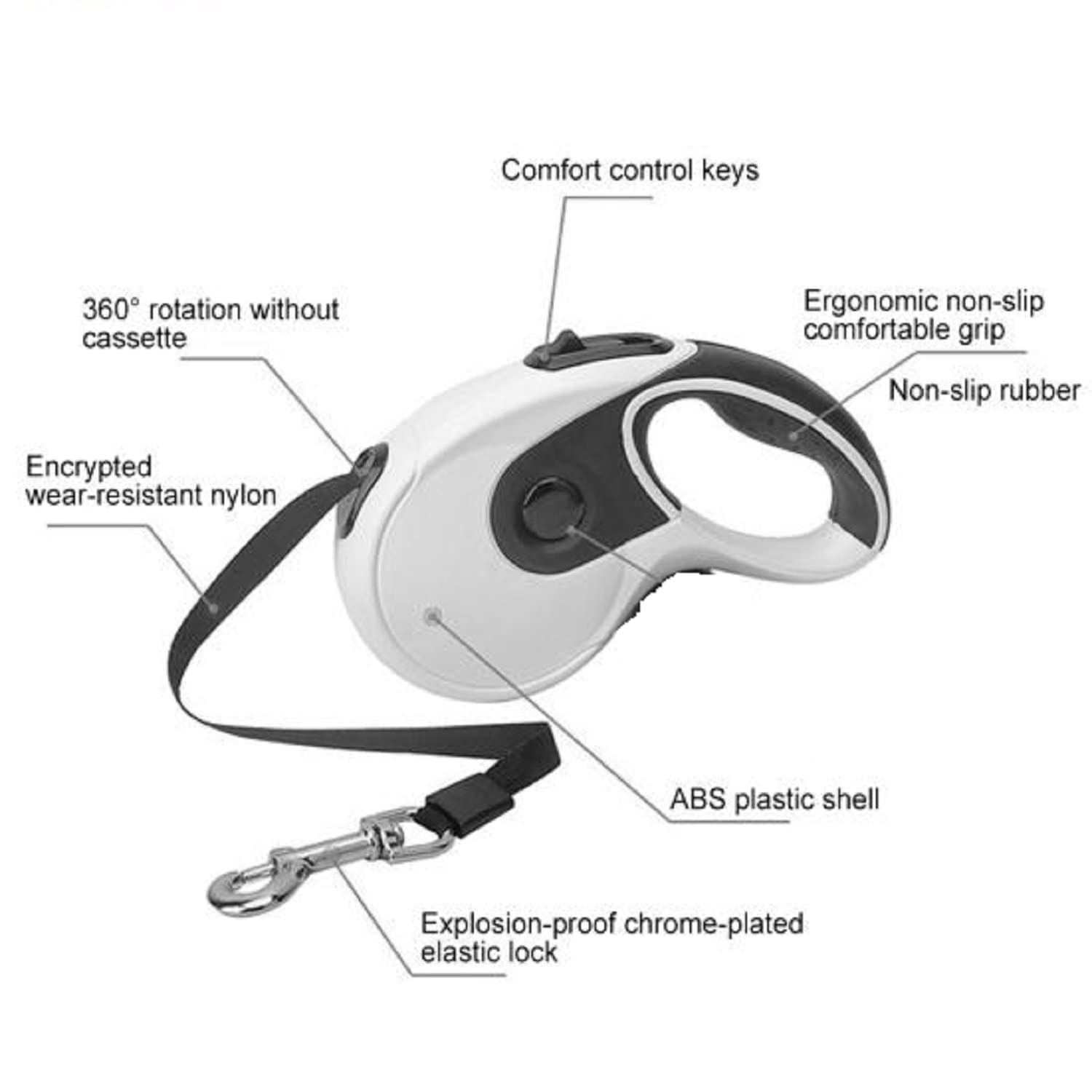 Retractable dog leash with poop bag box
